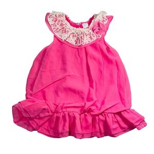 NWOT Pink Ruffled Baby Dress with Lace Collar Size 18M